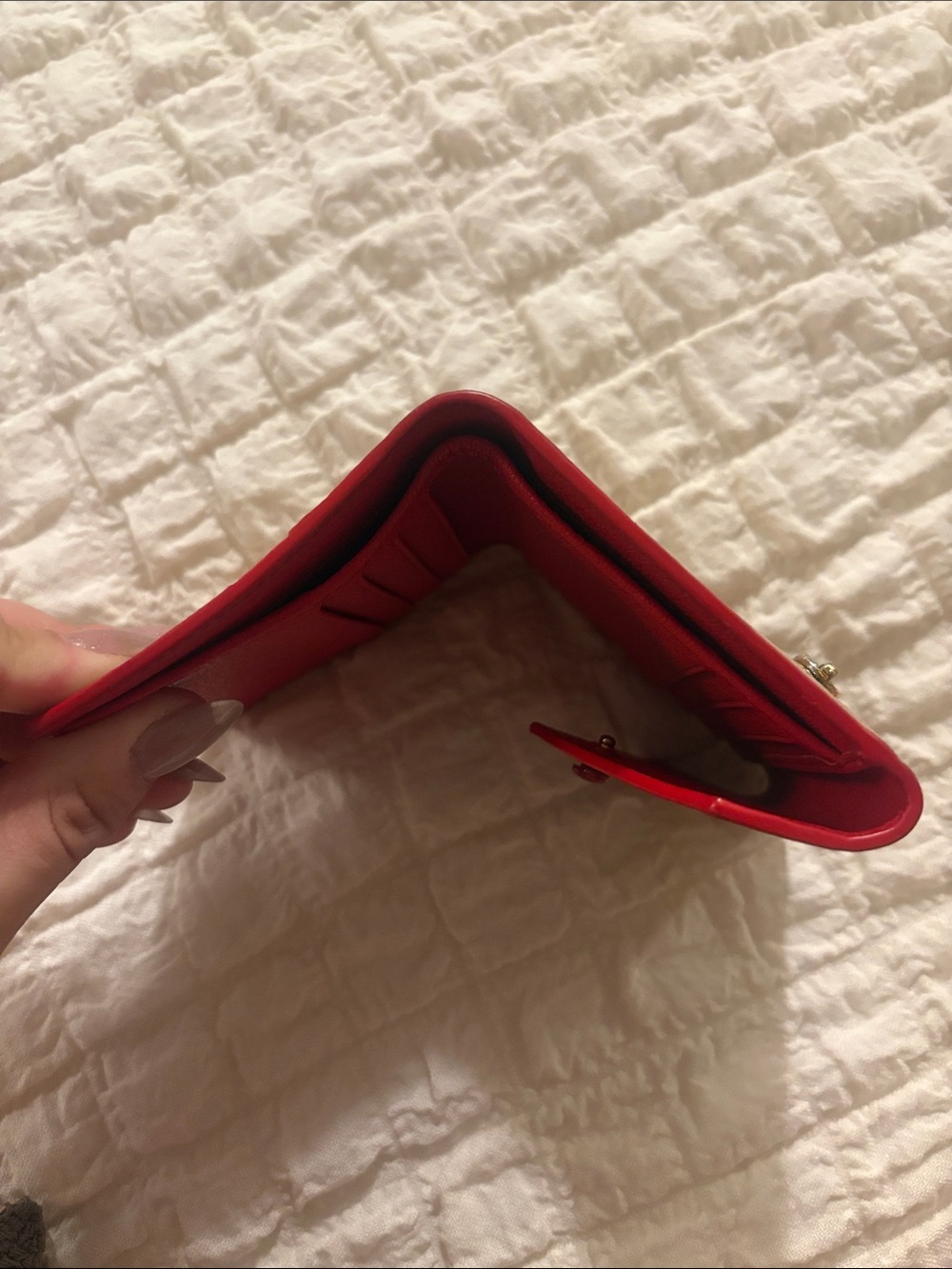Miu Miu Pink Leather Envelope Wallet with Red Heart - Picture 15 of 15